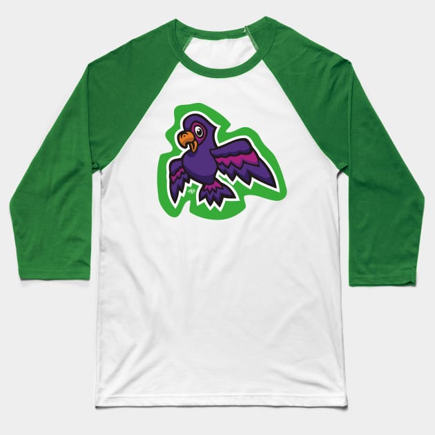 Little Purple Parrot Baseball T-Shirt by MBK